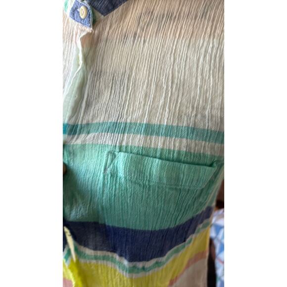 y2k beachy crinkled rainbow striped tank blouse - Picture 2 of 2